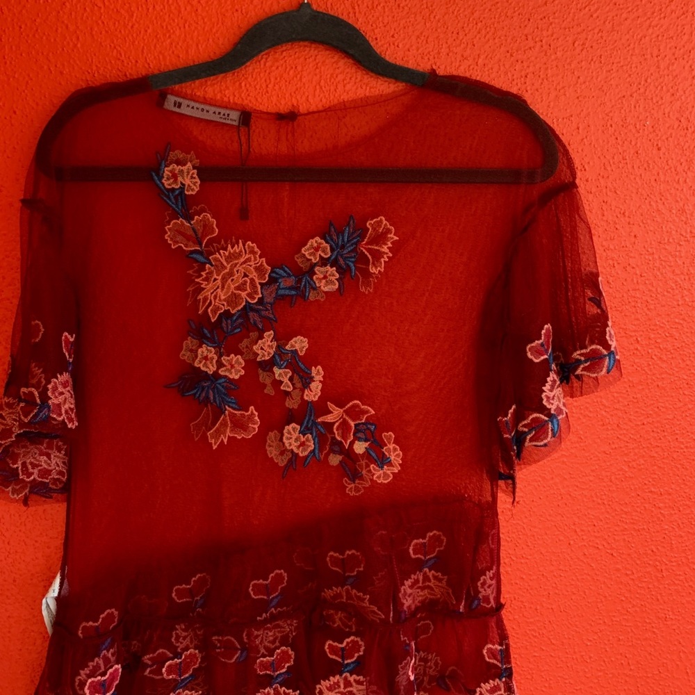 Embroidered mesh blouse